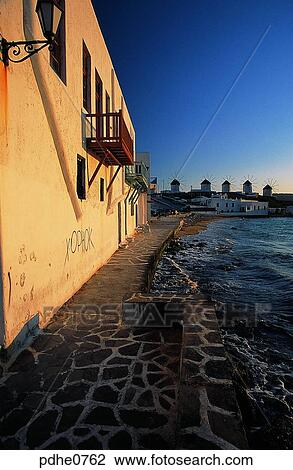 Mikonos, harbor city, cities, windmill, building, construction, house View Large Photo Image Stock Image - Mikonos, harbor city, cities, windmill, building, construction, house. Fotosearch