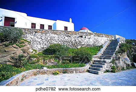 Mikonos, white house, white building, construction, housing, stone wall, stairs View Large Photo Image Stock Image - Mikonos, white house, white building, construction, housing, stone wall, stairs. Fotosearch
