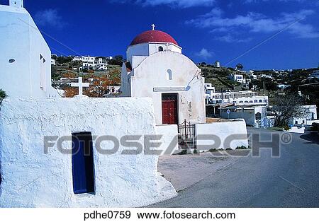 Mikonos, white house, white building, construction, church, Cross, cross View Large Photo Image Stock Photo - Mikonos, white house, white building, construction, church, Cross, cross. Fotosearch