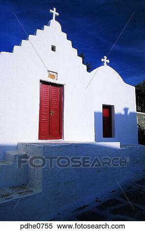 Mikonos, white house, white building, construction, church, Cross, cross View Large Photo Image Stock Photography - Mikonos, white house, white building, construction, church, Cross, cross. Fotosearch
