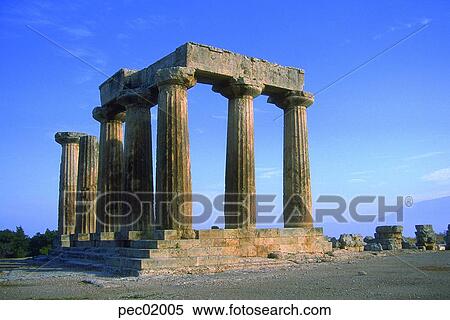 Temple Apollo, Corinth, Doric style, pillar, post, pole, column View Large Photo Image Stock Photography - Temple Apollo, Corinth, Doric style, pillar, post, pole, column. Fotosearch