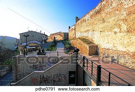 Thessalonica, castle, wall, remains, ruins, building, construction View Large Photo Image Stock Image - Thessalonica, castle, wall, remains, ruins, building, construction. Fotosearch