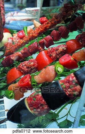 Istanbul, dishes, food, skewered food, skewered, meat, vegetable View Large Photo Image Stock Image - Istanbul, dishes, food, skewered food, skewered, meat, vegetable. Fotosearch