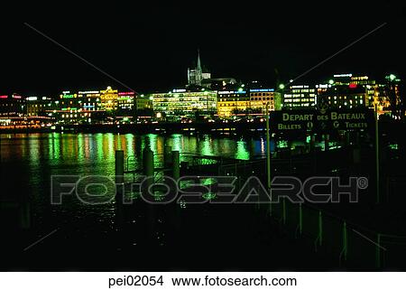 Picture - building, structure, architectural establishment, architectural facilities, nations, ferry, neon. Fotosearch