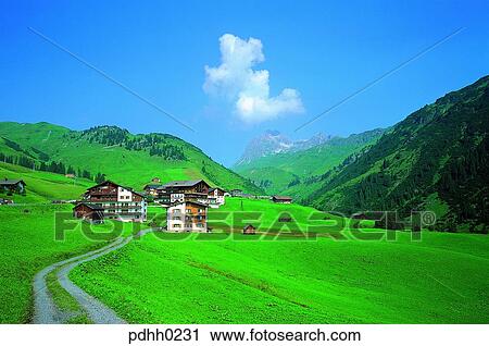 Stock Image - high mountain, plateau, suburb, suburb district, cloud, way, road. Fotosearch