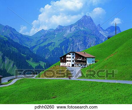 Stock Image - high mountain, plateau, suburb, suburb district, way, road, route. Fotosearch