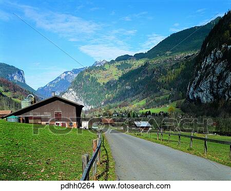 Picture - road, season, way, suburb district, suburb, route, autumn. Fotosearch
