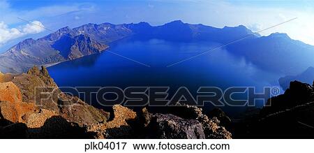 Stock Photo - day, puddle, Mt Baekdu, Mt Baekdu crater lake, North Korea, mountain. Fotosearch