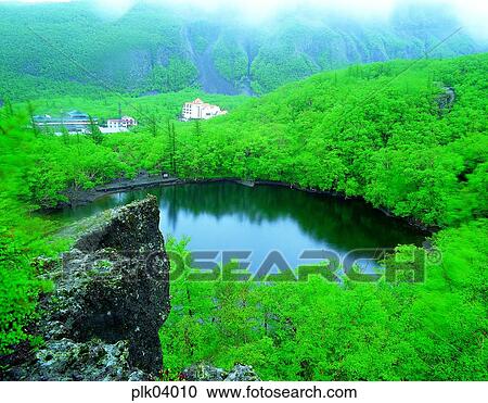 Stock Image - day, swamp, resort, Mt Baekdu, Mt Baekdu king lake, North Korea. Fotosearch