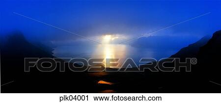 Stock Image - winter mountain, cloud, night, Mt Baekdu, North Korea, mountain. Fotosearch
