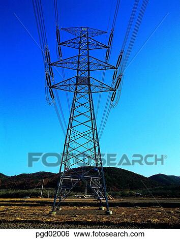 high tension line, high tension current, high tension telegraph pole, day, field, power plant View Large Photo Image Stock Photograph - high tension line, high tension current, high tension telegraph pole, day, field, power plant. Fotosearch