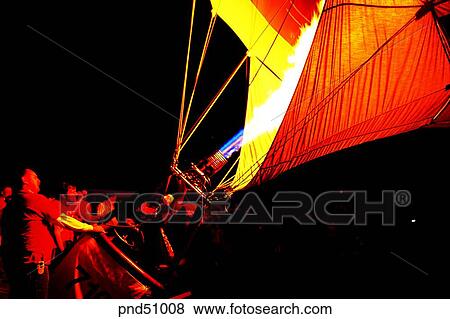 Stock Photo - gas burner, balloon, balloon contest, leisure, leisure, leisure sports, adventure. Fotosearch
