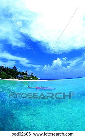 Stock Photograph - cloud, South Pacific island, day, leisure, resort, sea, beach. Fotosearch