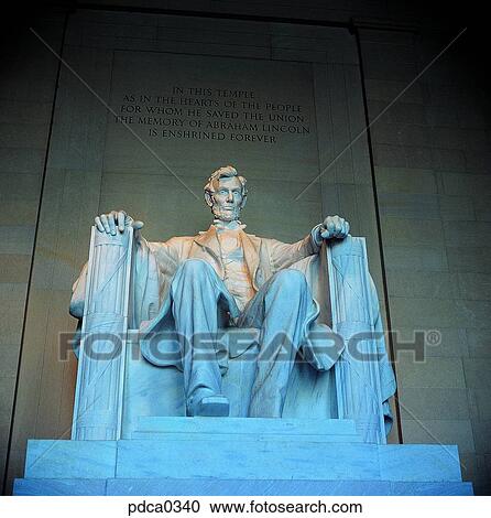 Stock Image - day, bronze statue, statue, Lincoln, Lincoln memorial hall, Lincoln musium, America. Fotosearch