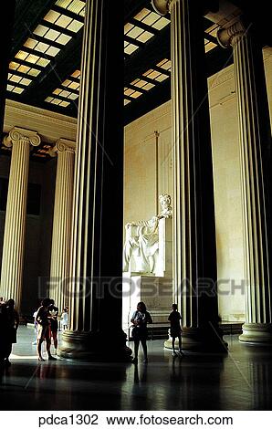 Stock Image - tourist, column, pole, day, bronze statue, statue, Lincoln. Fotosearch