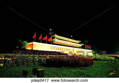 construction, building, architecture, open space, square, Eastern Asia, night View Large Photo Image Stock Photo - construction, building, architecture, open space, square, Eastern Asia, night. Fotosearch