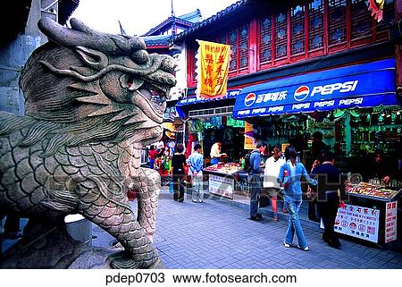 Stock Image - sightseeing, tourism, tourist, pieces of rock, Eastern Asia, Beijing, men. Fotosearch
