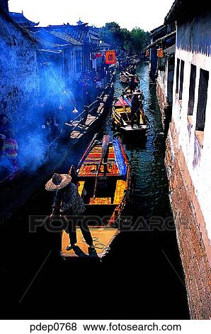 Stock Photo - strong and weak character, building, architecture, transportation, ferryboat, day, Eastern Asia. Fotosearch