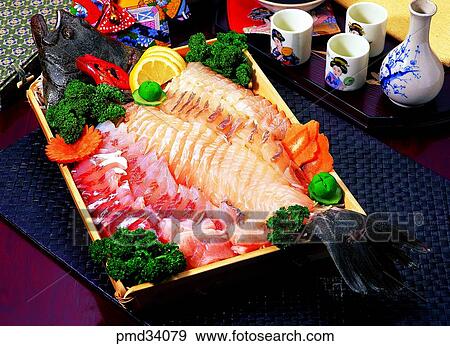 Stock Photo - delicious, all raw fish, all raw fish, raw fish, relish, side dish. Fotosearch