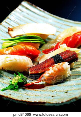 Stock Photography - food, all callifornia roll, dish, sushi, fish callifornia roll, all fish callifornia roll. Fotosearch