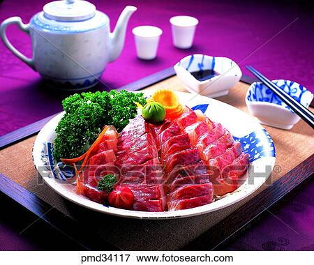Stock Photo - raw fish, drink, liquor, alcohol, relish, side dish. Fotosearch
