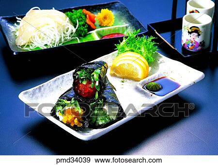 rice with a rolled seaweed, gim maki, rice with a rolled seaweed, Japanese rolling food, maki, raw fish View Large Photo Image Stock Photo - rice with a rolled seaweed, gim maki, rice with a rolled seaweed, Japanese rolling food, maki, raw fish. Fotosearch