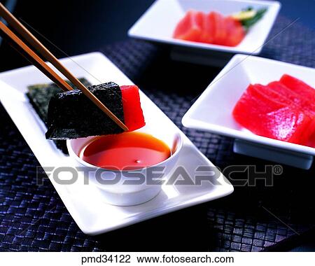 Stock Image - seaweed, raw fish, dish, food, food, meal. Fotosearch
