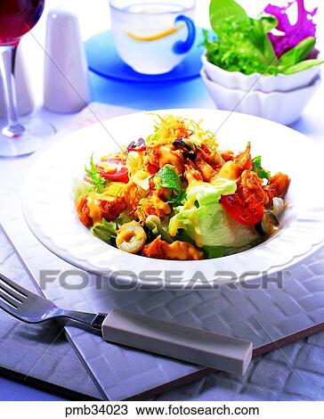 chicken salad, chicken food, chicken dish, western dish, western food, western dish View Large Photo Image Stock Image - chicken salad, chicken food, chicken dish, western dish, western food, western dish. Fotosearch