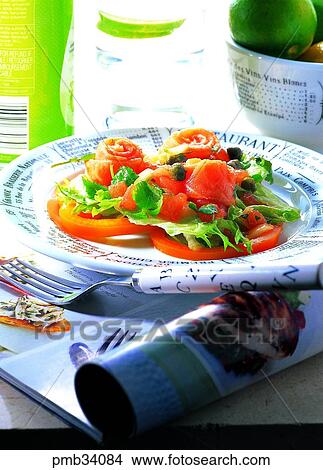 cold dish and vegetables, fish dish, fish food, western dish, western food, western dish View Large Photo Image Picture - cold dish and vegetables, fish dish, fish food, western dish, western food, western dish. Fotosearch
