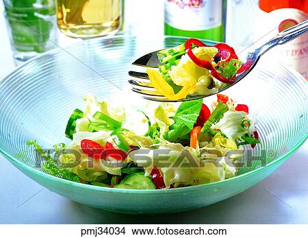 Picture - desert, salad, spoon and fork, vegetable salad, fork and spoon3. Fotosearch