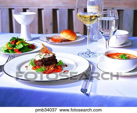 glass, bread, table setting, salad, western dish, western food View Large Photo Image Stock Photo - glass, bread, table setting, salad, western dish, western food. Fotosearch
