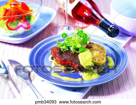 Stock Image - knife, western dish, western food, steak, western dish, western food. Fotosearch