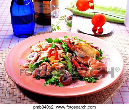 Stock Image - western dish, western food, seafood salad, seafood salad, western dish, western food. Fotosearch