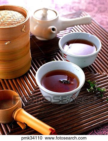 Stock Image - Korean tea, domestic tea, tea cup, ceramic ware, pottery, tea. Fotosearch