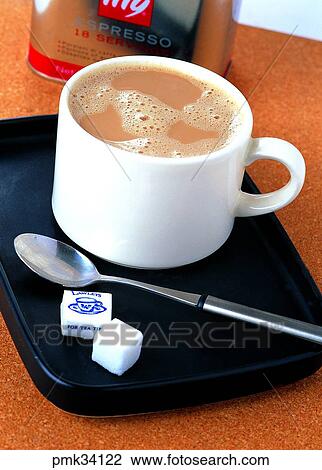 Stock Image - lump sugar, cube sugar, tea, indoor, drink, beverage. Fotosearch