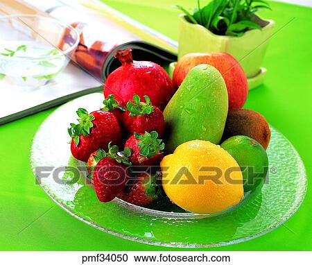 fruit, desert, strawberry, lemon, mango, pomegranate View Large Photo Image Stock Image - fruit, desert, strawberry, lemon, mango, pomegranate. Fotosearch