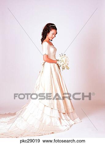 marriage, Oriental, dress, model, bouquet, person, human View Large Photo Image Stock Photo - marriage, Oriental, dress, model, bouquet, person, human. Fotosearch