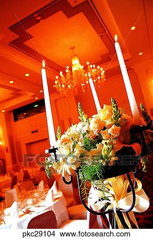 Picture - marriage, restaurant, article, indoor, candle, wedding. Fotosearch