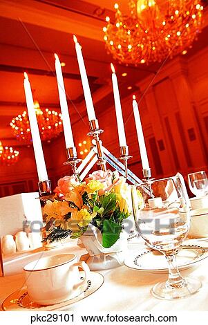 Stock Image - marriage, vessel, glass, restaurant, table setting, setting. Fotosearch