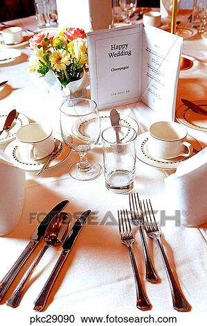 Stock Image - marriage, vessel, knife, restaurant, setting, setting. Fotosearch