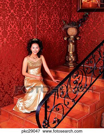 stairs, steps, Oriental, dress, smile, person, human View Large Photo Image Stock Photo - stairs, steps, Oriental, dress, smile, person, human. Fotosearch