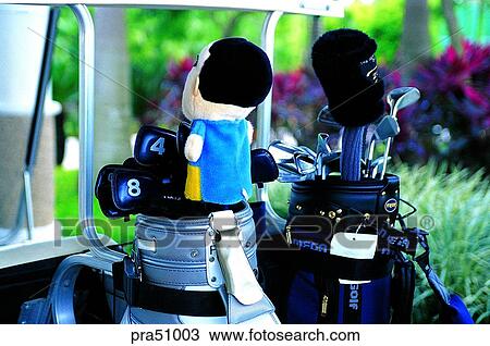 Stock Image - bag, suitcase, golf, golf bag, golf equipments, golf club, driver. Fotosearch