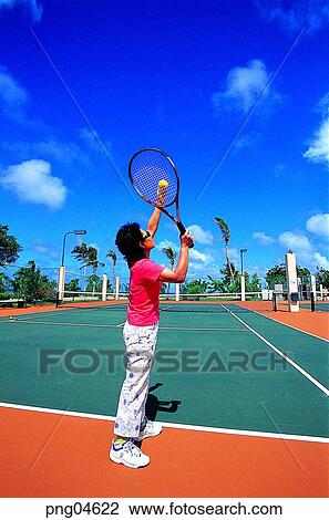 Stock Image - ball, day, Oriental, racket, person, men. Fotosearch