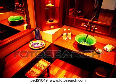 Stock Photo - Guam, resort, washstand, indoor, foreign, foreign country. Fotosearch