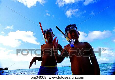 Stock Photo - sightseeing, tourism, Guam, men, male, boy. Fotosearch