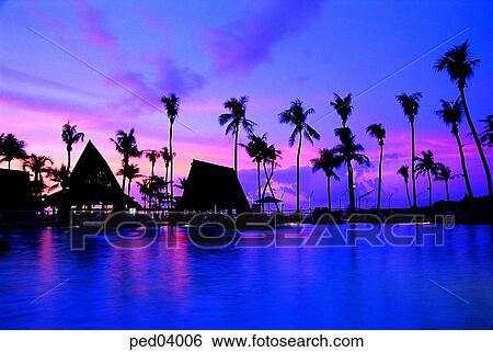 Stock Photograph - sightseeing, tourism, Guam, resort, night, setting sun. Fotosearch