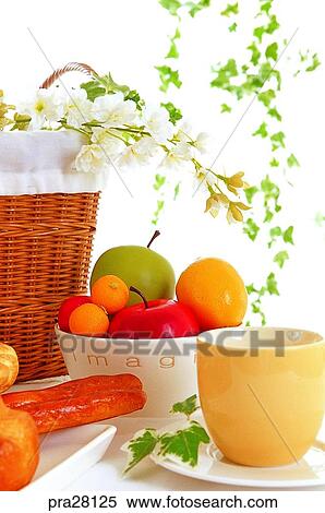 lifestyle, cup, plant, bakset, table, bread, fruit View Large Photo Image Stock Photography - lifestyle, cup, plant, bakset, table, bread, fruit. Fotosearch