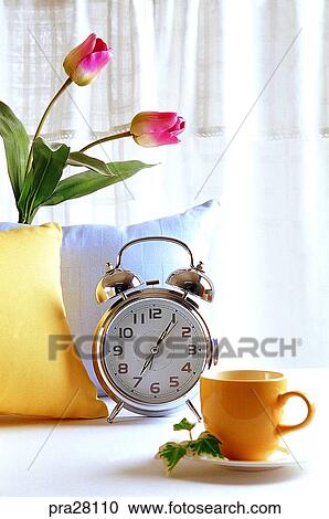 lifestyle, flower, tulip, clock, alarmclock, cup, cushion View Large Photo Image Stock Image - lifestyle, flower, tulip, clock, alarmclock, cup, cushion. Fotosearch