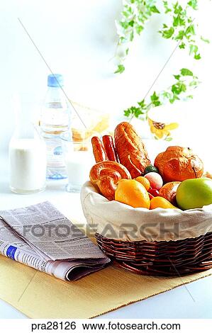 lifestyle, newspaper, basket, bread, fruit View Large Photo Image Stock Photograph - lifestyle, newspaper, basket, bread, fruit. Fotosearch