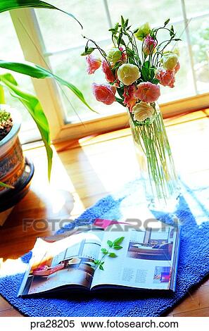 Stock Photography - sitting room, parlor, living room, flower, flowers, leaf, leaves. Fotosearch